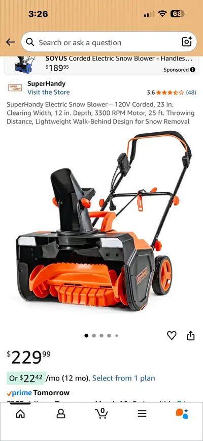 SuperHandy Snowblower, View more