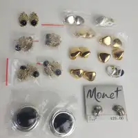 15 Pairs CLIP-ON Vintage Retro Metal Statement Fashion Earrings