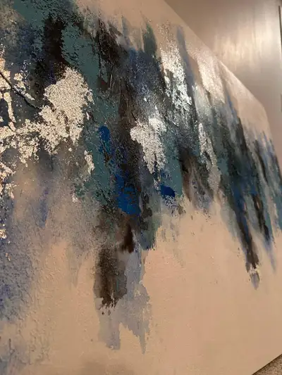 Modern Blue Abstract Canvas Wall Art, View more