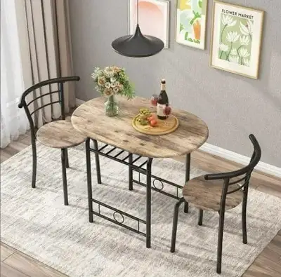 New in Box 3 Piece Wood and Metal Dining Set, View more