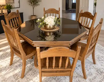 Octagonal Wood Dining Set, View more