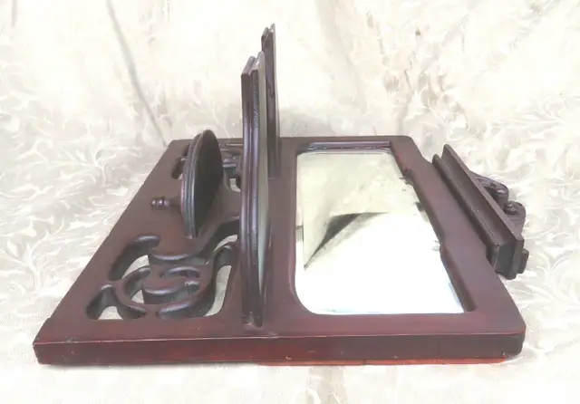 ANTIQUE 19C GEORGIAN CARVED MAHOGANY WOOD WALL SHELVES MIRROR in Home Décor & Accents in City of Toronto - Image 8