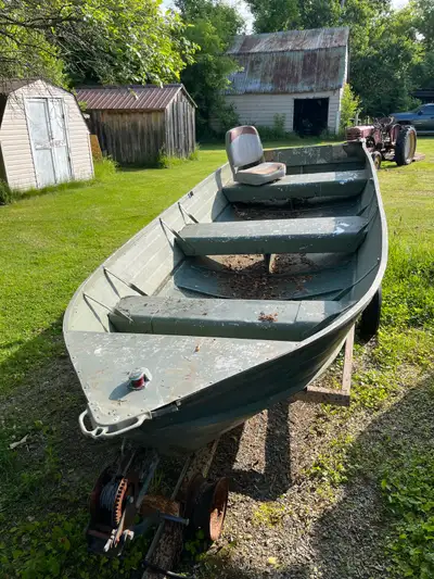 14 foot aluminum boat. Leaks like every aluminum boat does. Boat only. No engine or trailer. Will se...