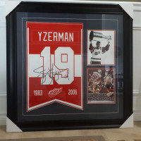 Signed Steve Yzerman Autograph Jersey Banner, plus.