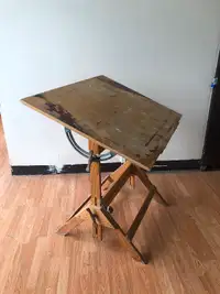 Vintage drawing table, tilted table top