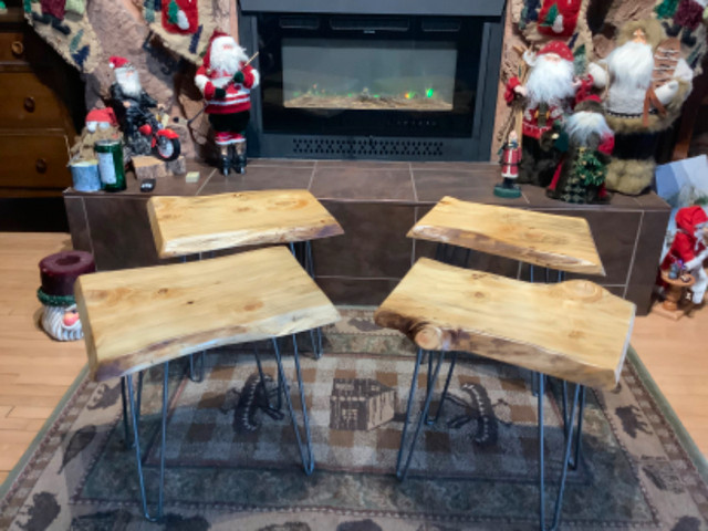 Live Edge Side Tables Made From A Wood Slab - 4 Available in Other Tables in Thunder Bay