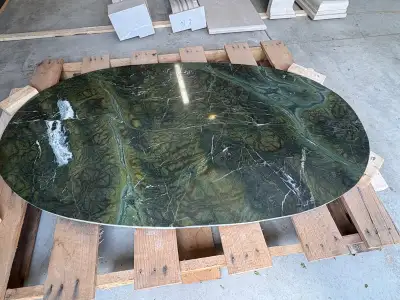 Beautiful Marble Table Top For Sale Green Colour Oval Shape Could also be mounted to a wall 57” long...