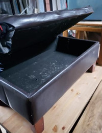 Black Leather Ottoman with Extra Storage