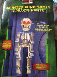 HALLOWEEN HAUNTED SKELETON WIND CHIMES SOUND EYES LITE UP