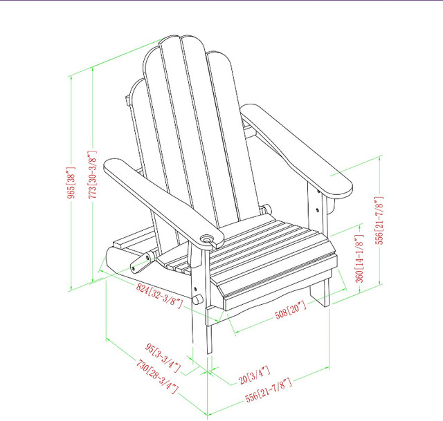 NEW Walker Edison Patio Wood Adirondack Foldable Chair in Patio & Garden Furniture in Mississauga / Peel Region - Image 3