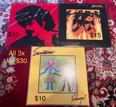 3x Santana albums on vinyl in great condition., View more