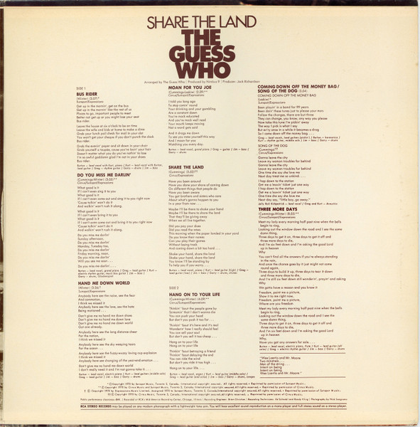 Share The Land 1970 7th LP studio vinyl album by The Guess Who in CDs, DVDs & Blu-ray in Markham / York Region - Image 3
