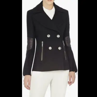 NWT BCBG “Lindsey” Charcoal Grey Pea Coat XS, View more