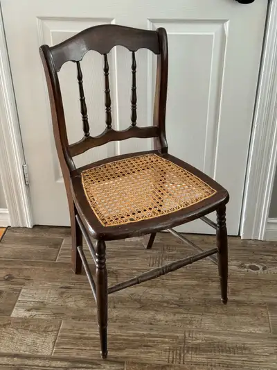 “Victorian, Wicker Seat Chair” $35 Located near Berwick, NS. Seat height is 18”. Please look at my p...