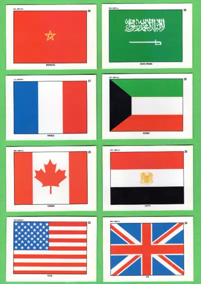 1991 Desert Storm COMPLETE Puzzle C Orange Border 10 card set DOUBLE FACE. UNE FACE AVEC DES DRAPEAU...