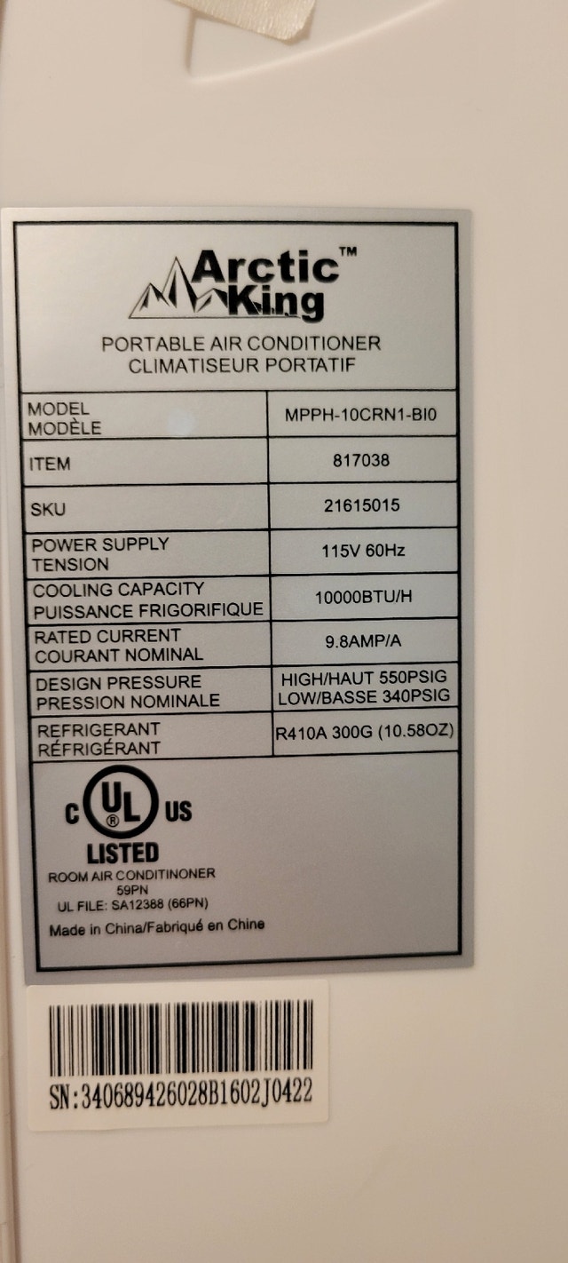 10000BTU portable air conditioner Heaters, Humidifiers