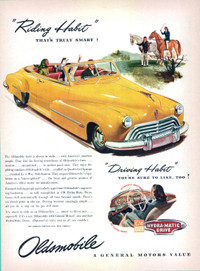 1946 full-page magazine ad for Oldsmobile