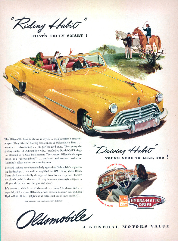 1946 full-page magazine ad for Oldsmobile in Arts & Collectibles in Dartmouth