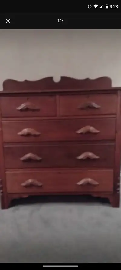 Antique Victorian Eastlake style dresser with "Moustache" handle, View more