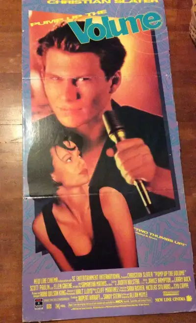 HUGE 56 1/2”x27” Cardboard Tri-fold Theatre advertising poster of the 1990 movie starring Christian...