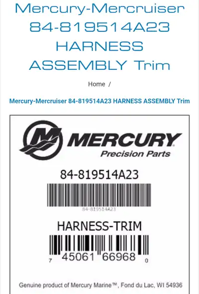 Mercury-Mercruiser 84-819514A23 HARNESS ASSEMBLY Trim MSRP $99 135 VERADO (4-STROKE)(4 CYL.) - 0P419...