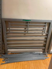 Metal Twin Bed Frame: Grey Headboard Footboard and Slats