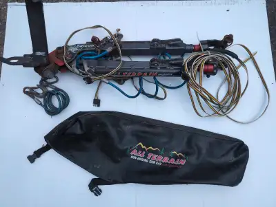 Roadmaster All Terrain Non-Binding Tow Bar, designed for flat towing a vehicle behind an RV.