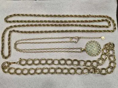 Assorted Signed Vintage Gold tone Necklaces, View more