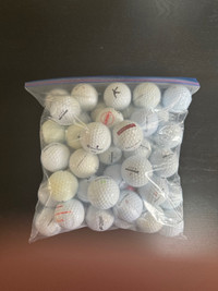 GOLF BALLS, WHITE, USED, MIXED, GOOD CONDITION, BAGS OF 50 BALLS