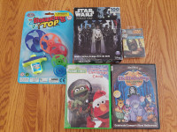 Assorted kid's toys, books, movies