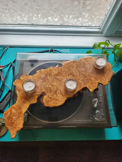 beautiful hand made live edge wood burl candle holder , View more