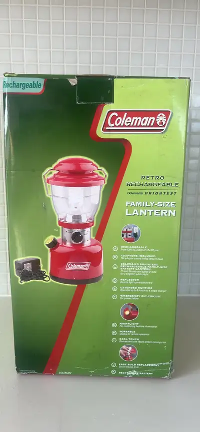 Light up your outdoor adventures with this Coleman Retro Rechargeable Family-Size Lantern, providing...
