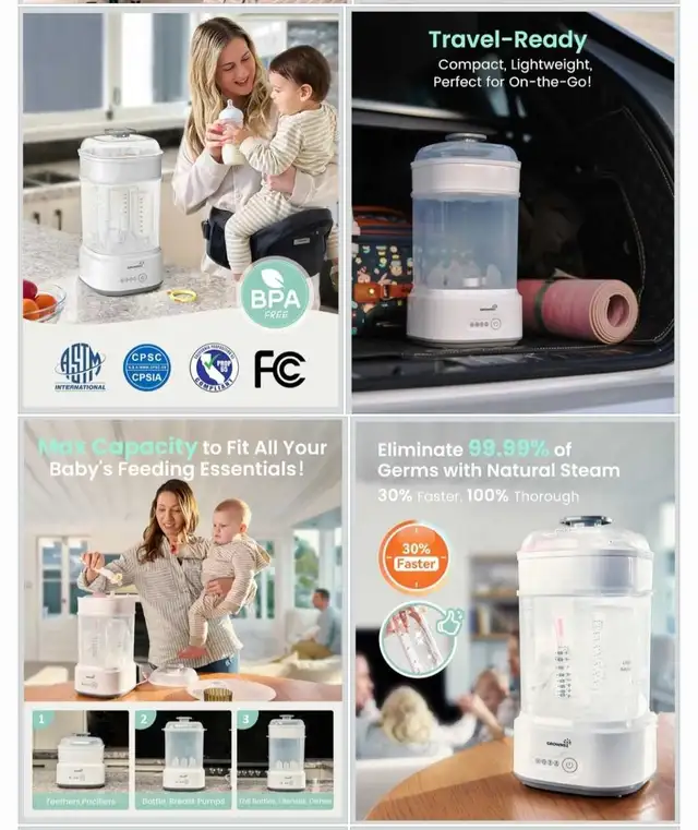 Bottle Sterilizer and Dryer, Compact Baby Bottle Sterilizer,.... in Feeding & High Chairs in Calgary - Image 8