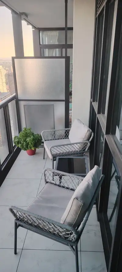Modern 3-Piece Patio Conversation Set – Excellent Condition, View more
