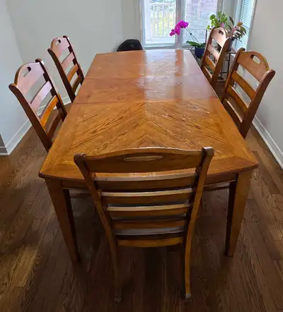 Dining table and chairs, View more