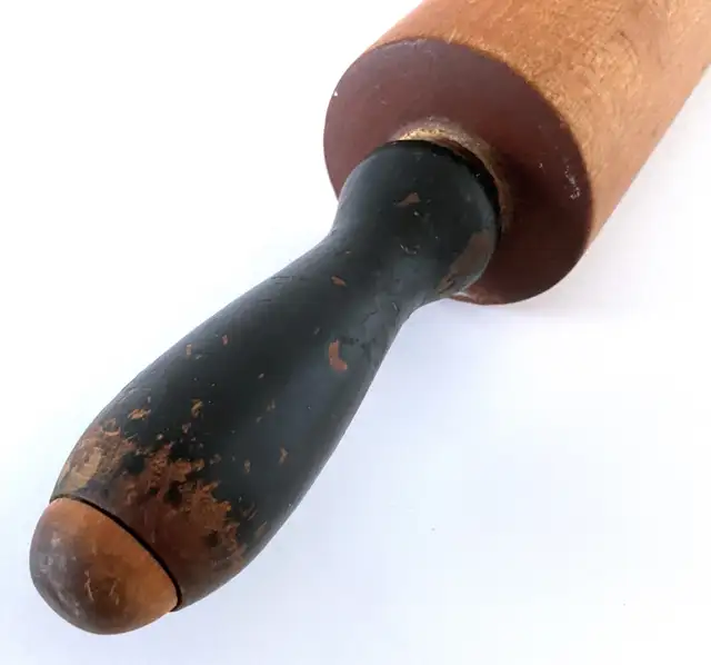 Antiquity 1950 Wooden rolling pin Black patinated handles62863738398979121