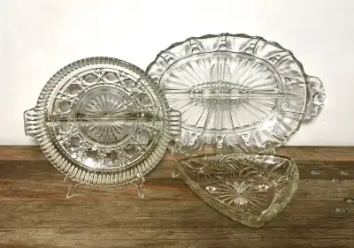 Set of 3 vintage 60s glass serving dishes, View more