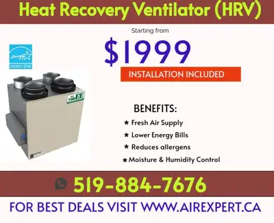 HEAT RECOVERY VENTILATOR  STARTING FROM JUST $1999️, View more