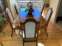 Solid oak dining room set.