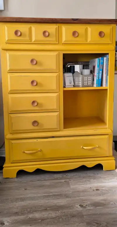 $300.00 -- Bookcase/storage dresser. Sturdy. Measurements - Height 52-1/2 inches, Depth 17 inches, W...