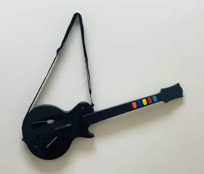 Nintendo Wii Guitar Hero Controller Plain Black Color ( No Faceplate ) - Nintendo Wii Requires a Wii...