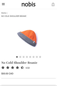 Nobis winter hat no cold shoulder beanie unisex brand new w/tag