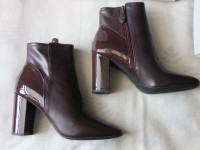 NEW GEOX burgundy leather ankle boots size 9.5
