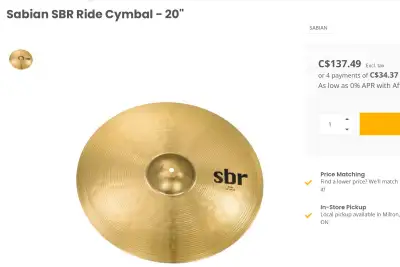 FINAL POST - SABIAN SBR - Ride Cymbal, View more