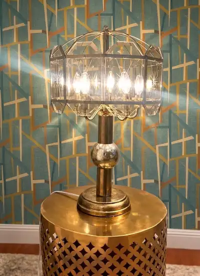 Mid Century Modern - Glass and brass Lamp, View more
