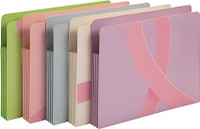 Wilson Jones File Wallet Letter Size, 5 Pack, Pink Ribbon Design