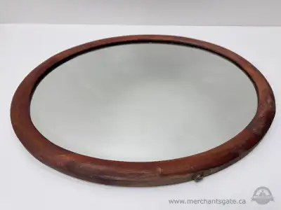 Oval Wood Framed Wall Mirror 24 x 20 with Beveled Glass, View more