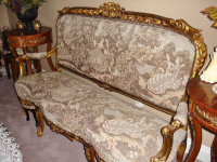 Antique French Louis XVI Gilt Sofa & Chairs