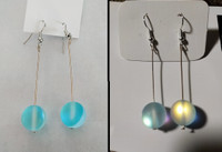 Frosted Moonstone Glass Earrings-NEW x 10