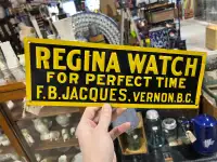 Early painted tin Regina Watch company sign 